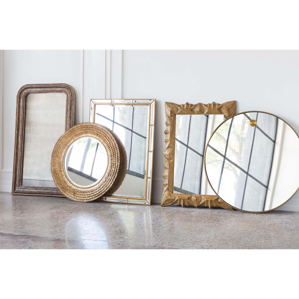 a row of beveled mirrors